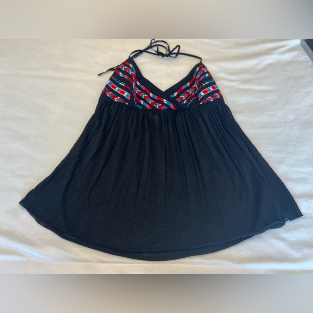 American Eagle Outfitters Black Tank Top with Red and Blue Details